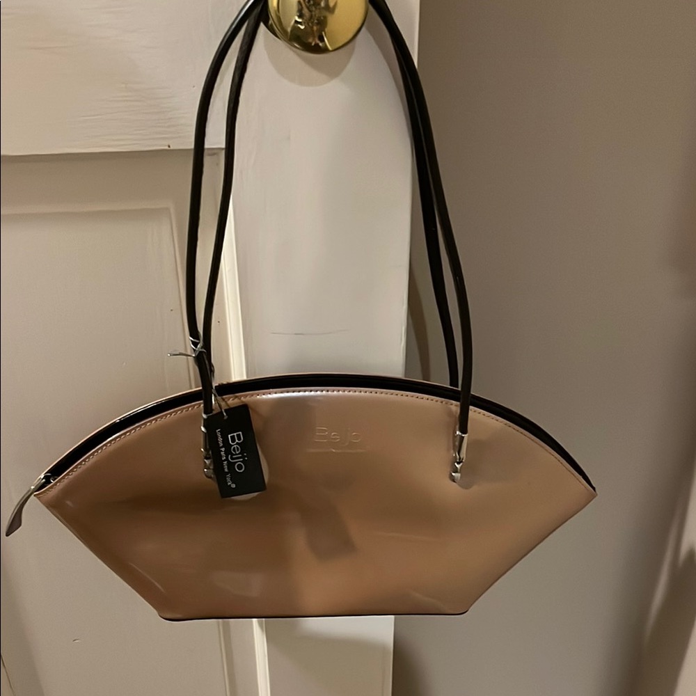Beijo Glossy Beige Shoulder Bag